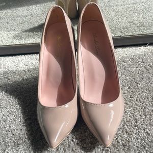 Faux Patent leather nude heels